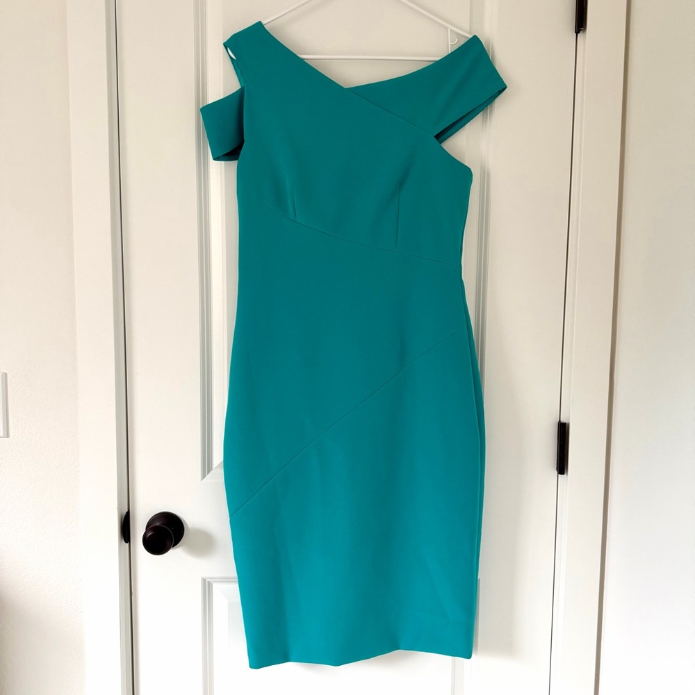 Ted Baker London Yandal One Shoulder Dress in Teal NWT TB size 3 aka 8